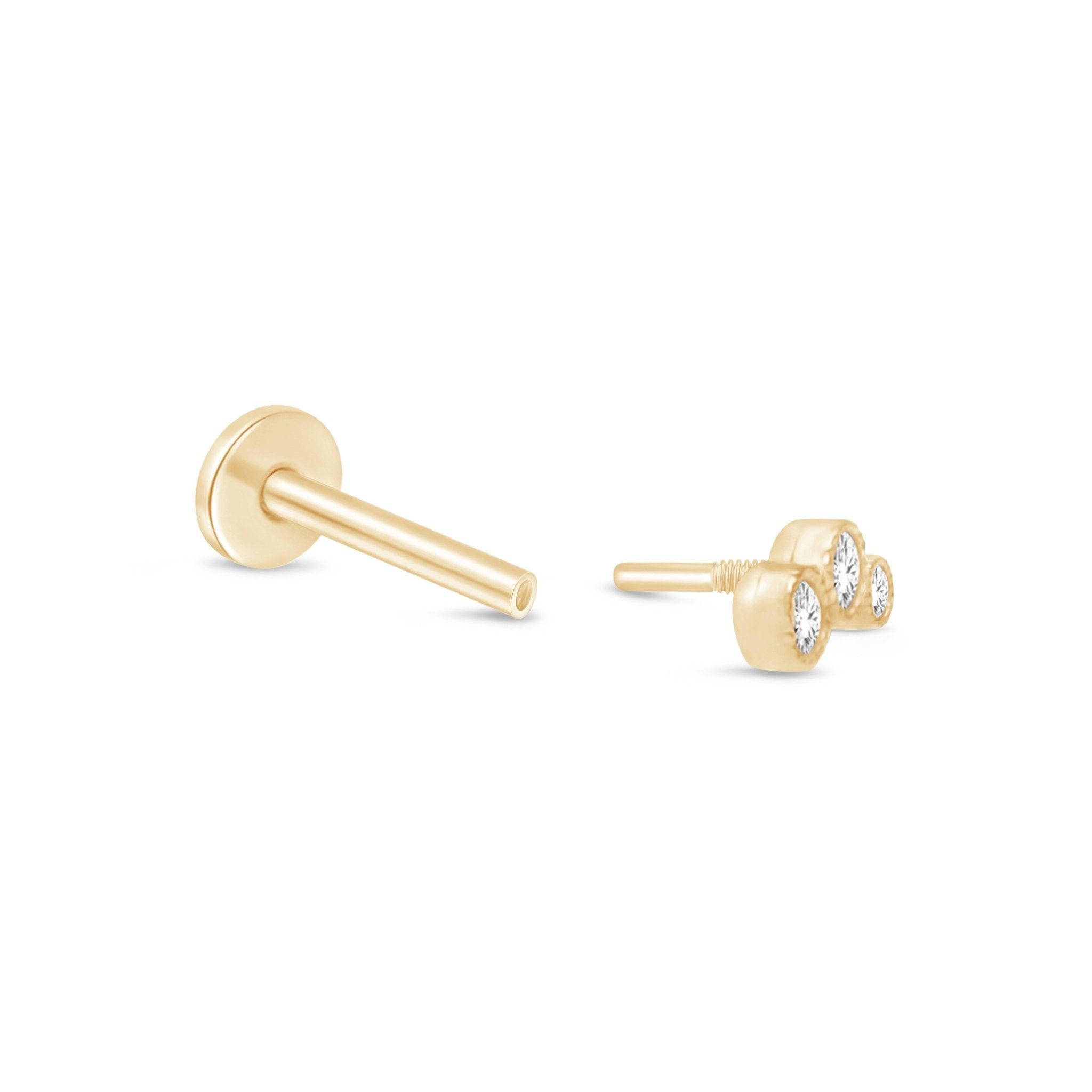 14K Yellow Gold Graduated Gemstone Flat Back Stud Earrings with Milgrain Detail - Perfect for Weddings, Parties & Everyday Elegance