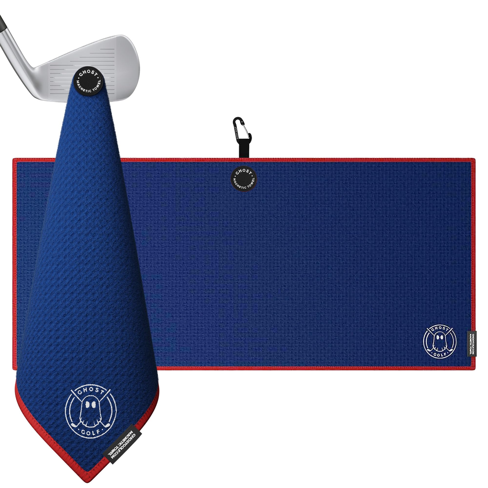 Premium Ghost Golf Magnetic Towel - Ultra Absorbent Microfiber Caddie Towel with Strong Magnet for Golf Carts & Clubs - 18x40 Inch Waffle Weave Golf Accessory (Blue) - Perfect for Golf Practice, Tournaments & Outdoor Sports