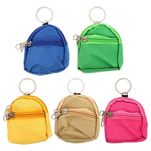 Amosfun 2 Pcs Mini Backpack Coin Purses with Zipper - Cute Small Change Pouch & Keychain for Women - Perfect for Travel, Shopping and Daily Essentials Organization