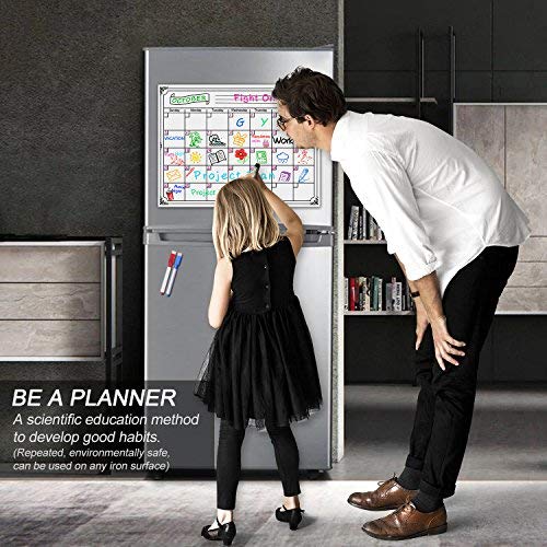 2025 Magnetic Refrigerator Calendar Whiteboard - Monthly Planner & Memo Board for Family Organization, Grocery Lists & Reminders (10-Piece Dry Erase Set) - Perfect for Kitchen, Office & Home Organization