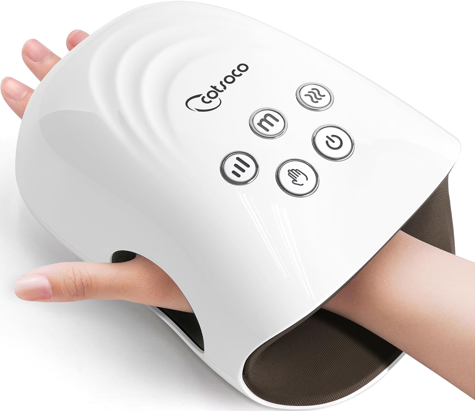 Cotsoco Hand Massager with Heat & Compression - Relief for Arthritis, Carpal Tunnel & Hand Pain - Perfect Gift for Women, Men, Mom - White - Ideal for Office Workers, Seniors & Home Relaxation