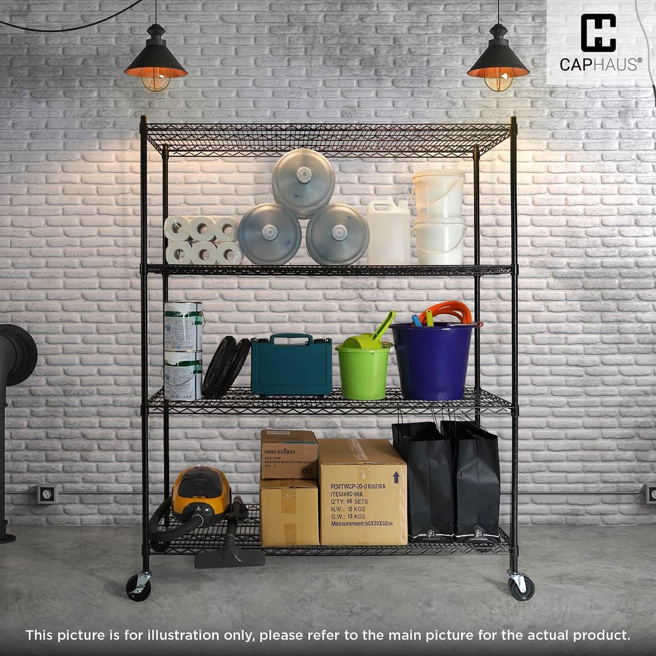 CAPHAUS NSF Certified Commercial Heavy Duty Wire Shelving with Wheels & Leveling Feet - 36