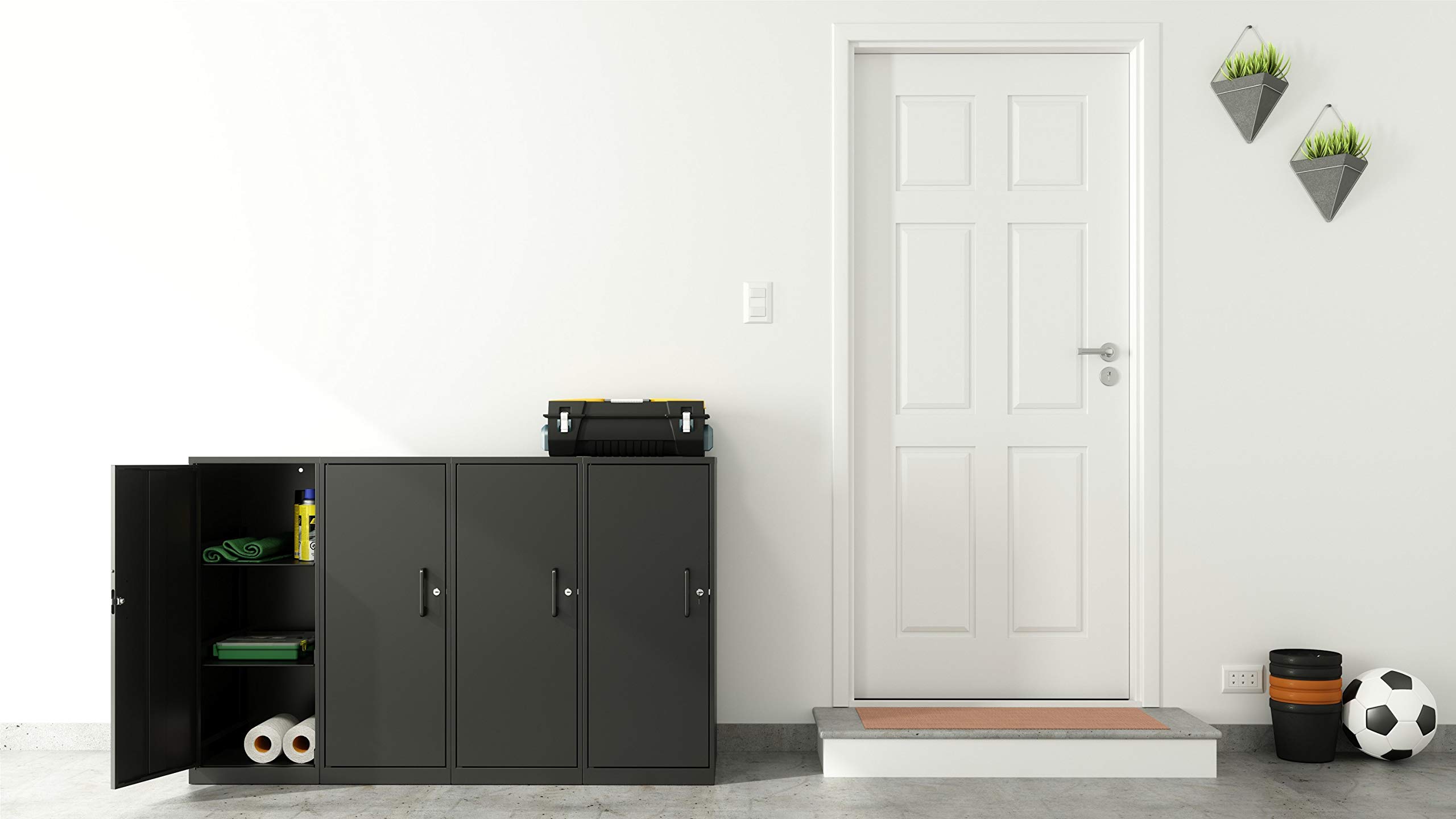 3-Tier Locking Storage Cabinet for Home & Office - Charcoal Finish | Secure Organizer for Clothes, Toys, Books & More | Space-Saving Vertical Storage Solution