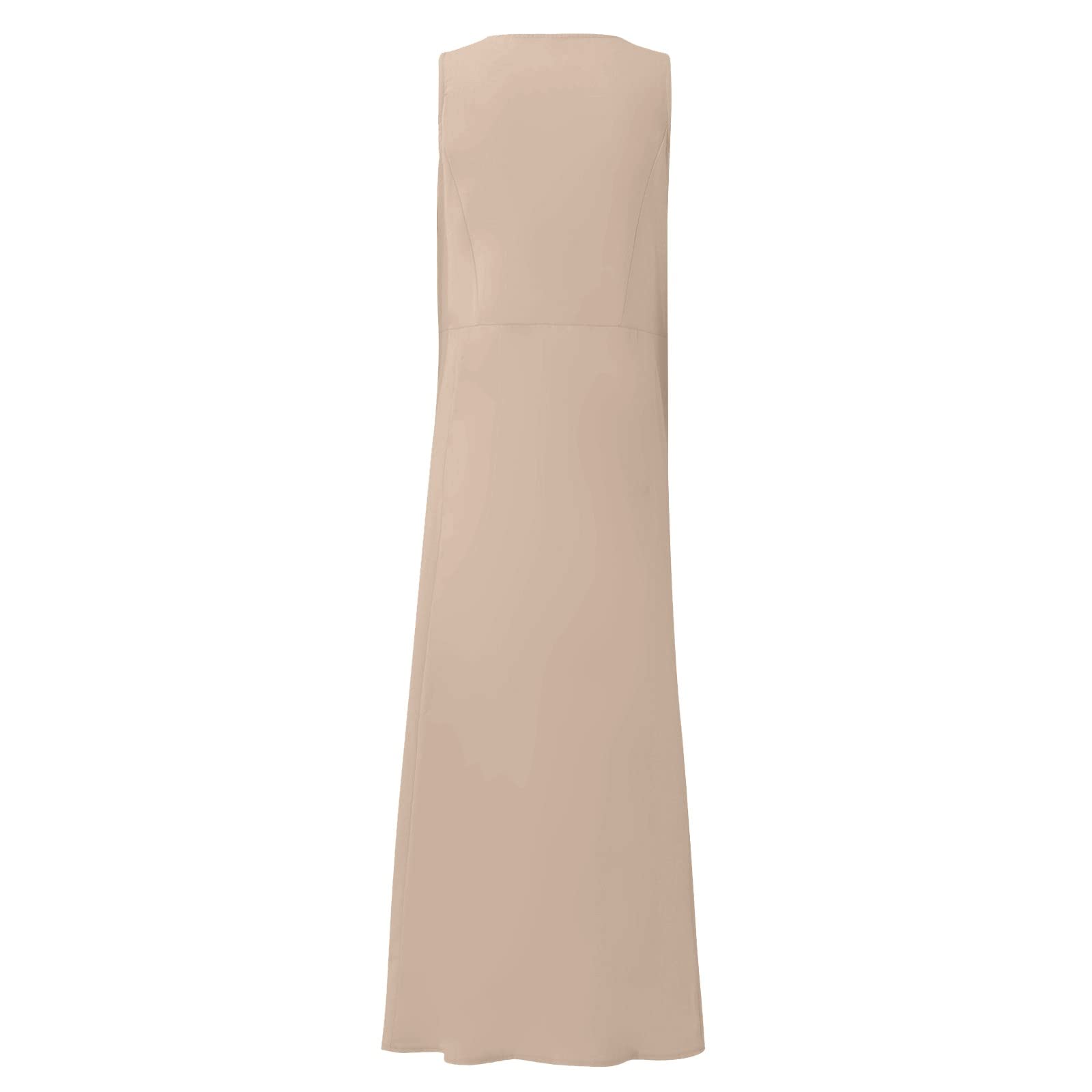 Women's Summer Casual Cocktail Dress - Sleeveless Cotton Linen Pocket Dress in Solid Colors | Perfect for Garden Parties, Brunch Dates & Summer Vacations