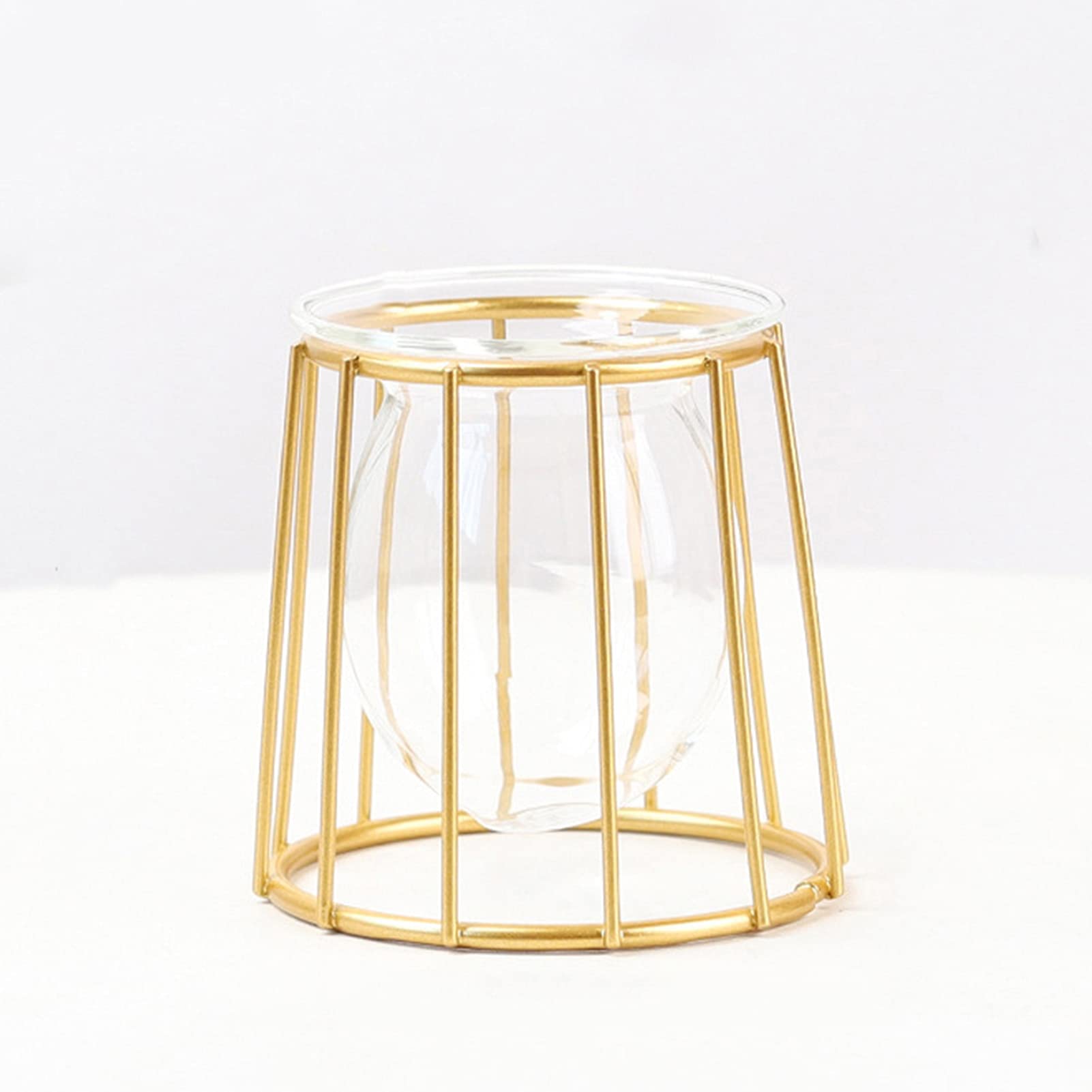 VALINK Modern Glass Vase Planter with Metal Base - Contemporary Floral Container for Home & Office Decor - Perfect for Centerpieces, Wedding Decor, and Living Room Accents