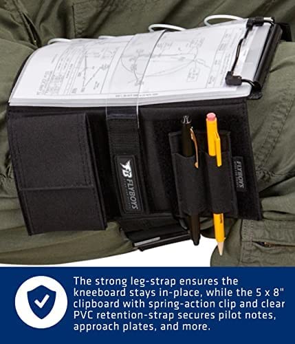 FlyBoys Reversible Kneeboard for Pilots - Adjustable Clipboard & Pen Holder with Reconfigurable Design - Perfect for Flight Training, Note-Taking, and Aviation Navigation