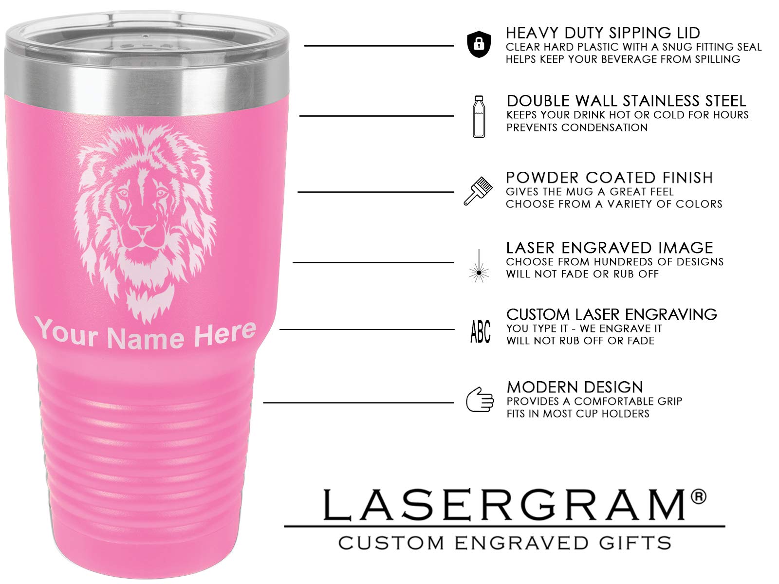 LaserGram 30oz Vacuum Insulated Stainless Steel Tumbler Mug with Texas Come and Take It Flag Design - Personalized Engraving Included (Pink) - Perfect for Coffee, Tea & Cold Drinks at Home, Office or Outdoor Adventures