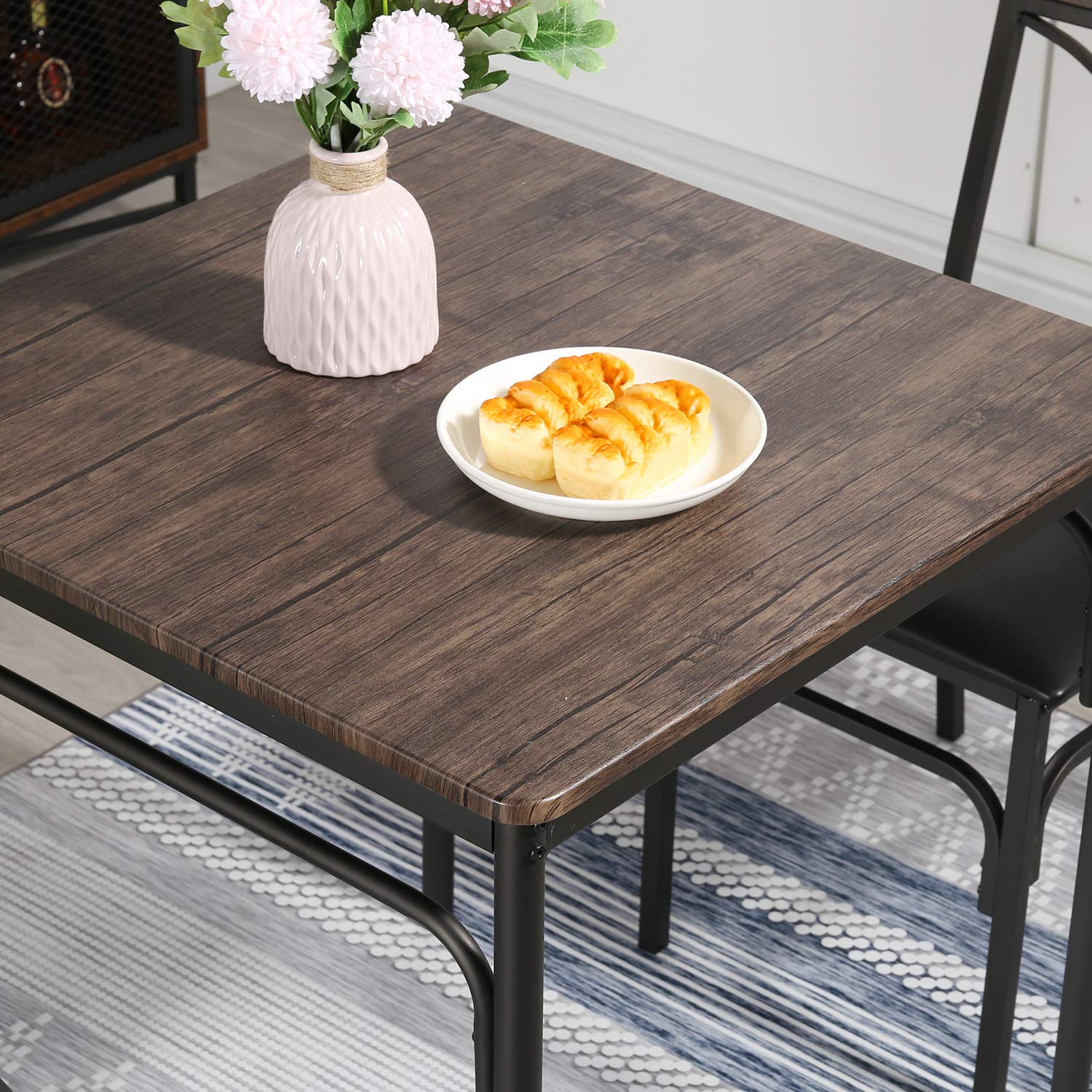 VECELO 3-Piece Kitchen Dining Table Set with Chairs - Compact Farmhouse Style Dinette for Small Spaces, Breakfast Nook & Home Decor in Dark Brown - Perfect for Apartments, Condos & Cozy Dining Areas