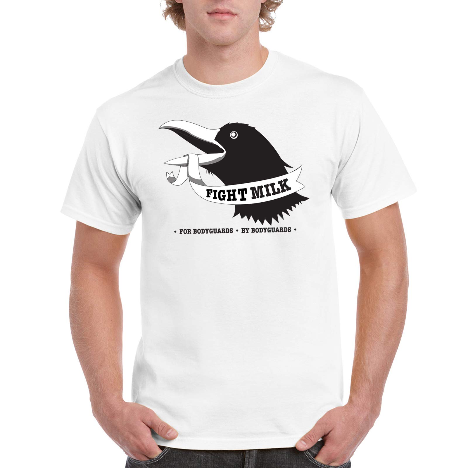 UGP Campus Apparel Fight Milk T-Shirt - Funny 'Fight Like A Crow Bodyguard' TV Show Inspired Graphic Tee for Men & Women - Perfect for Cosplay, Comic Con, and Superfan Outfits
