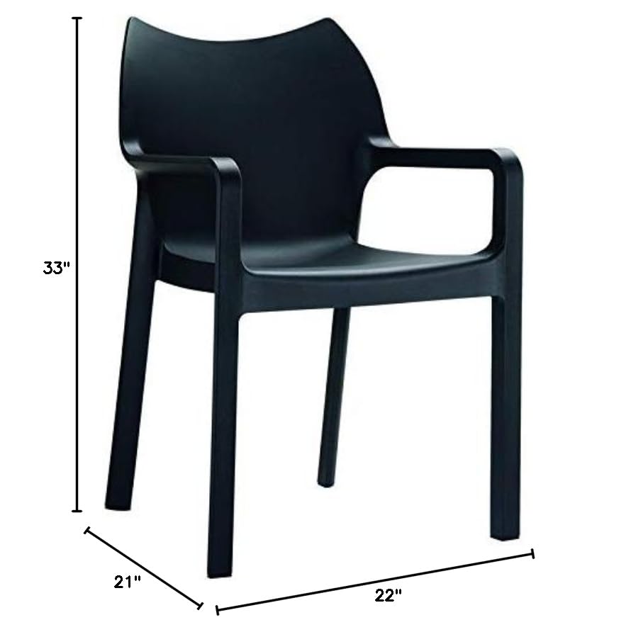 Premium Black Resin Outdoor Patio Dining Arm Chairs (Set of 4) - Weather-Resistant, Durable & Stylish for Backyard, Garden, Poolside or Deck Seating
