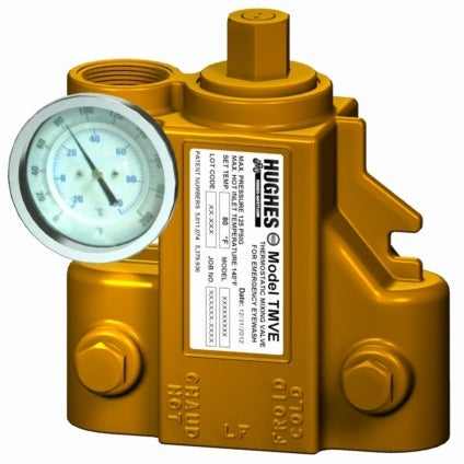Hughes TMVEF Thermostatic Mixing Valve for Single Safety Showers | Updated Model TMVS AC | Prevent Scalding in Emergency Showers & Eyewash Stations