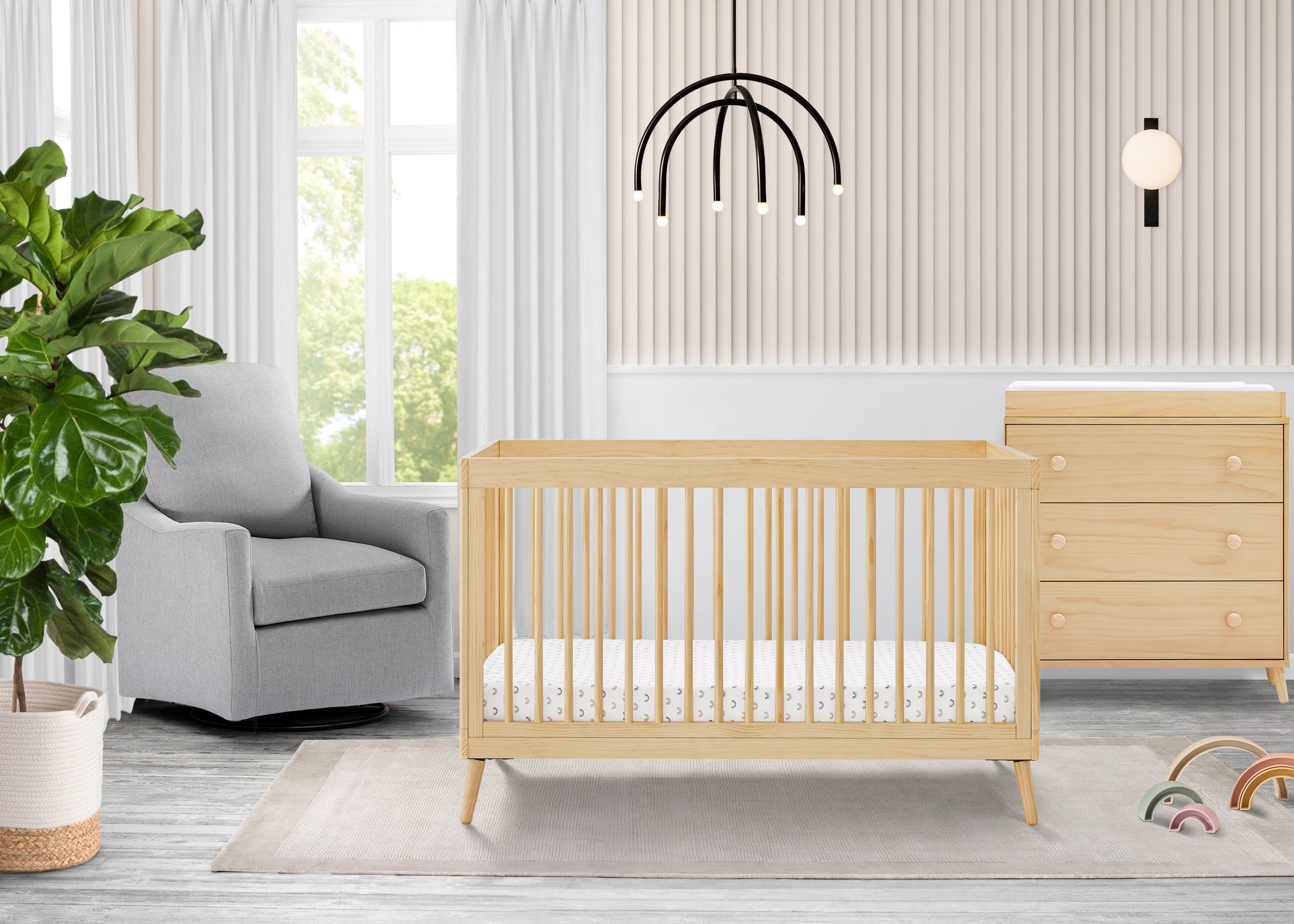 Jordan 4-in-1 Convertible Baby Crib - White Nursery Furniture for Newborn to Toddler | Bedroom, Daycare & Nursery Essentials