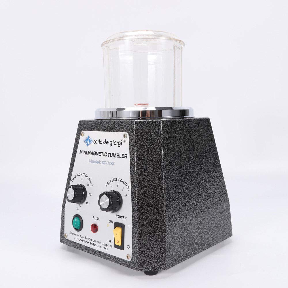 4-Speed Mini Magnetic Tumbler - 100mm Magnetic Jewelry Polisher & Finisher Machine for Light Metals | Perfect for Jewelry Making, Watch Repair & Small Metal Parts Cleaning