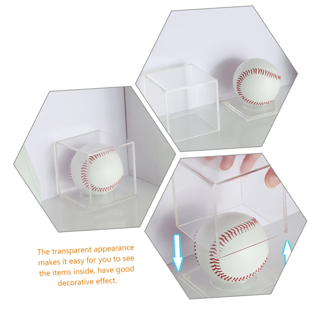 Kisangel 4-Piece Clear Plastic Baseball Display Case Set - Premium Specimen Storage Container for Collectibles, Trading Cards & Memorabilia - Perfect for Showcase, Protection & Organization