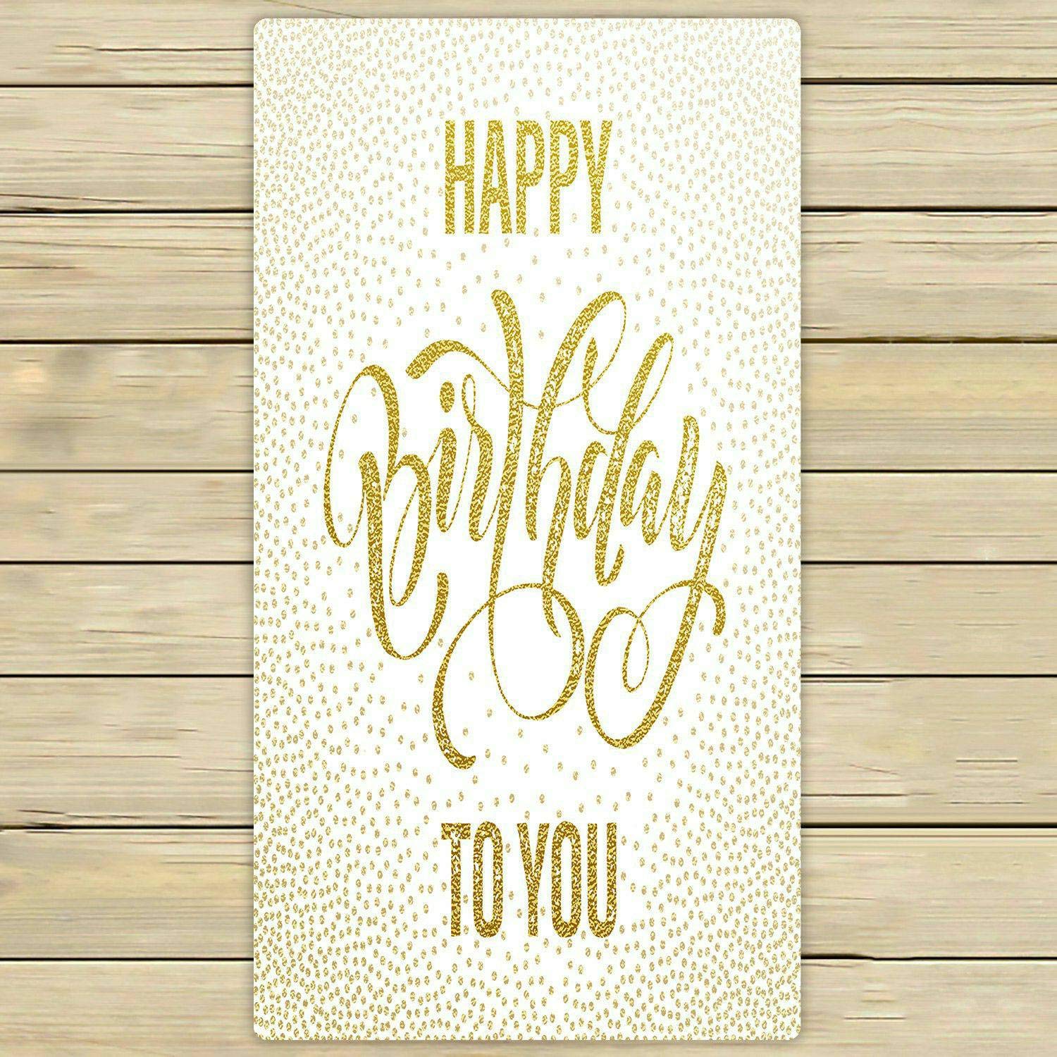 Happy Birthday Gold Glitter Beach Towel - 30x56 Inch Large Bath & Shower Towel for Home, Outdoor, Travel - Perfect for Pool Parties, Beach Trips & Birthday Gifts