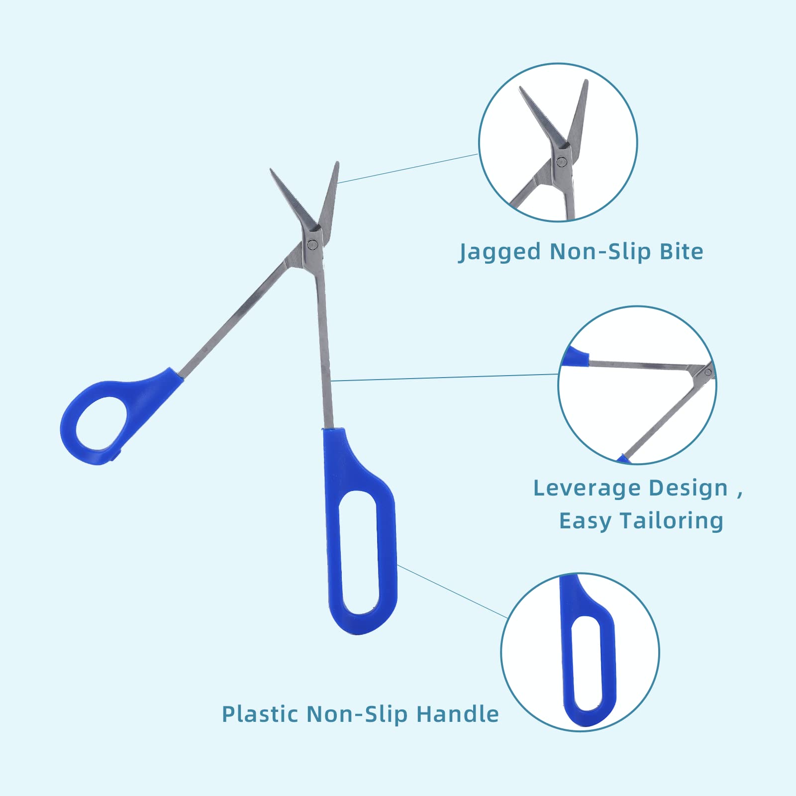 Stainless Steel Long Handle Toenail Scissors & Clippers Set with Nail File - Professional Pedicure Tool for Thick Toenails, Elderly & Diabetic Foot Care - Perfect for Home Use, Salon & Travel Grooming Kit