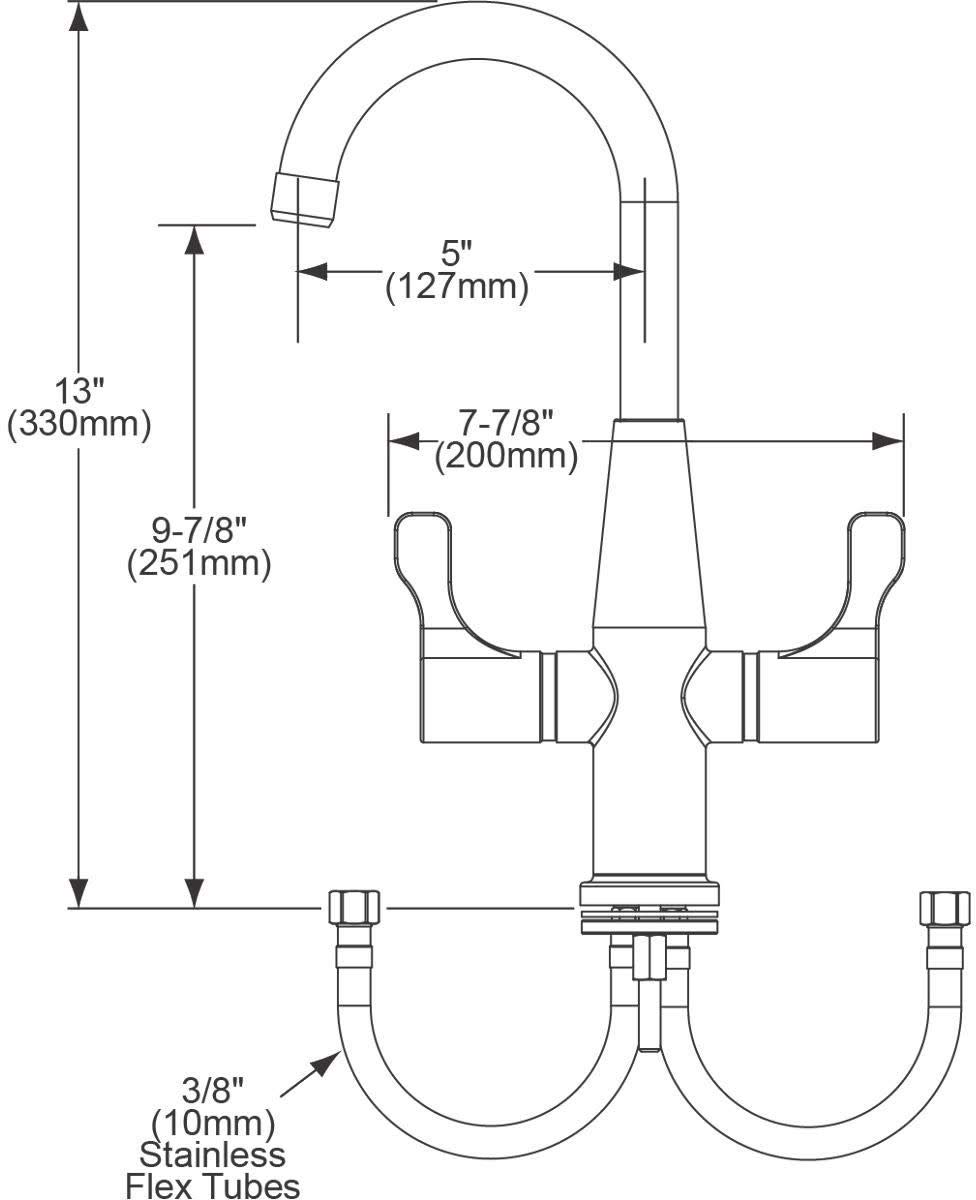 Elkay LKD2223C Deck Mount Kitchen Faucet with Gooseneck Spout & Twin Lever Handles - Perfect for Modern Farmhouse & Commercial Style Sinks