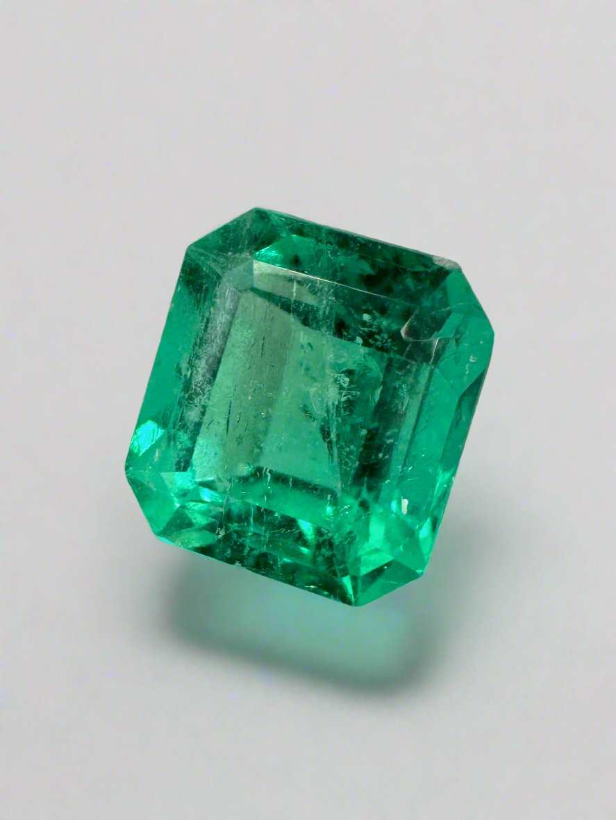 1.68 Carat 7.5x7mm Muzo Yellowish Green Asscher Cut Natural Colombian Emerald - Loose Gemstone for Jewelry Making, Engagement Rings & Luxury Collections