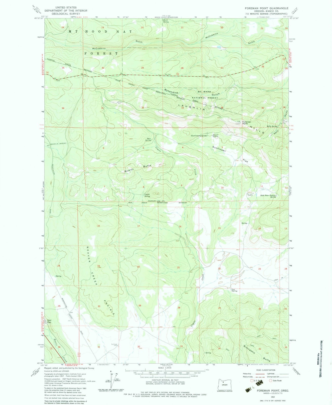 1962 Foreman Point, OR - Vintage USGS Historical Topographic Wall Map - 44x55 Inch Large Wall Art Decor for Home, Office & Gifts | Oregon Maps Collection