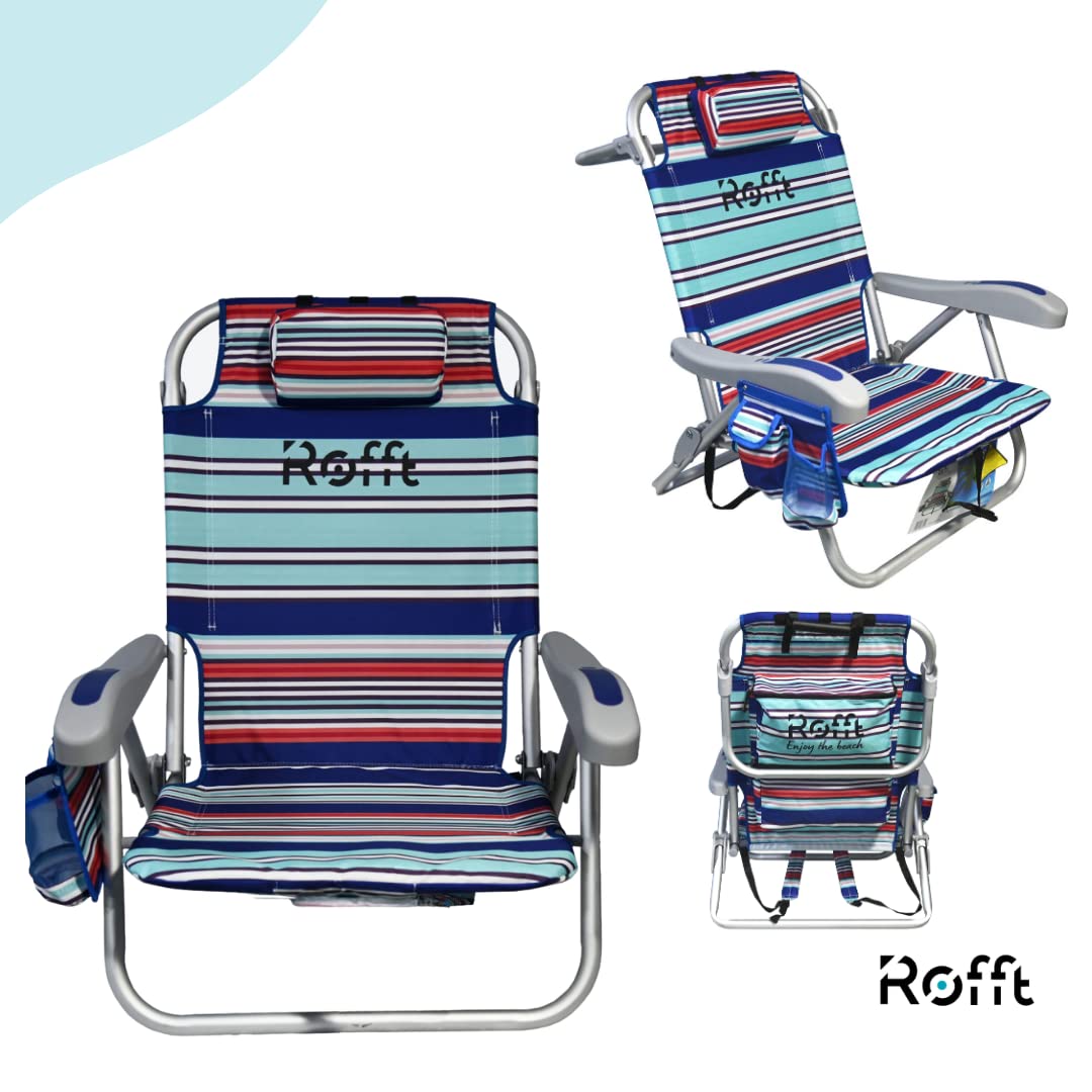 6-Position Reclining Beach Chair with Backpack Straps - Heavy Duty Folding Beach Chairs for Adults, Lightweight & Lay Flat Design - Perfect for Beach, Camping, Poolside & Outdoor Relaxation