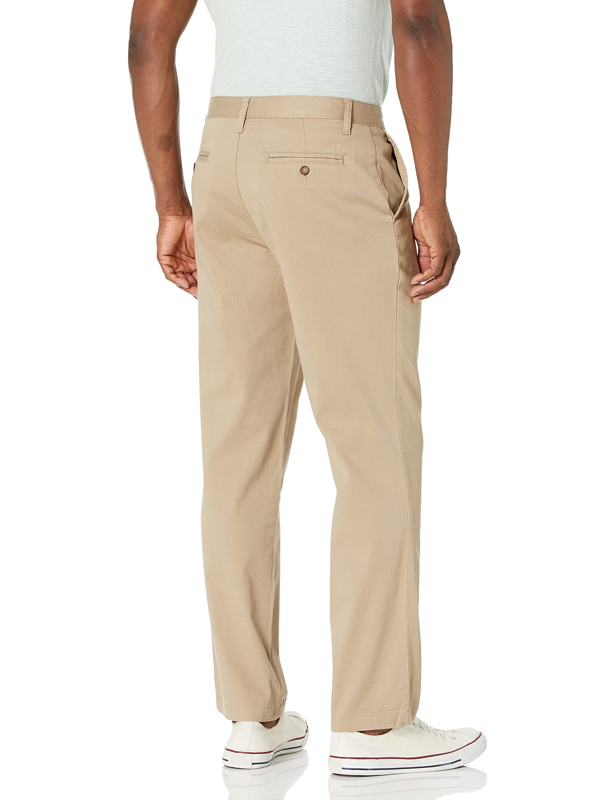 Nautica Men's Classic Fit Flat Front Stretch Solid Chino Deck Pants | Comfortable Casual & Work Pants for Office, Travel & Everyday Wear