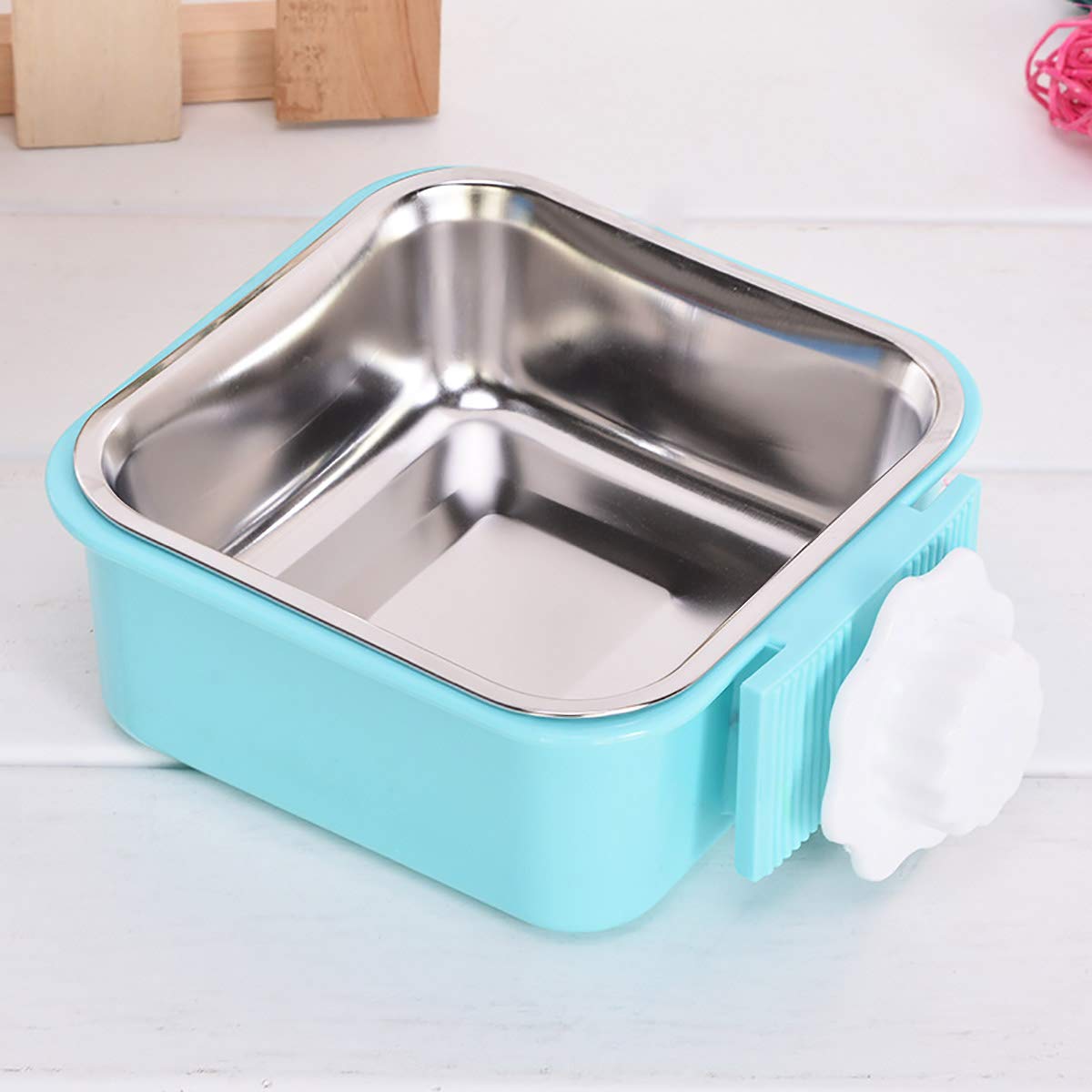 Luck Dawn Stainless Steel Removable Hanging Pet Bowl - 2 Pack Small Crate Food & Water Dish with Bolt Holder for Dogs, Puppies, Cats, Rabbits, Birds & Small Animals - Perfect for Cages, Kennels & Travel Use