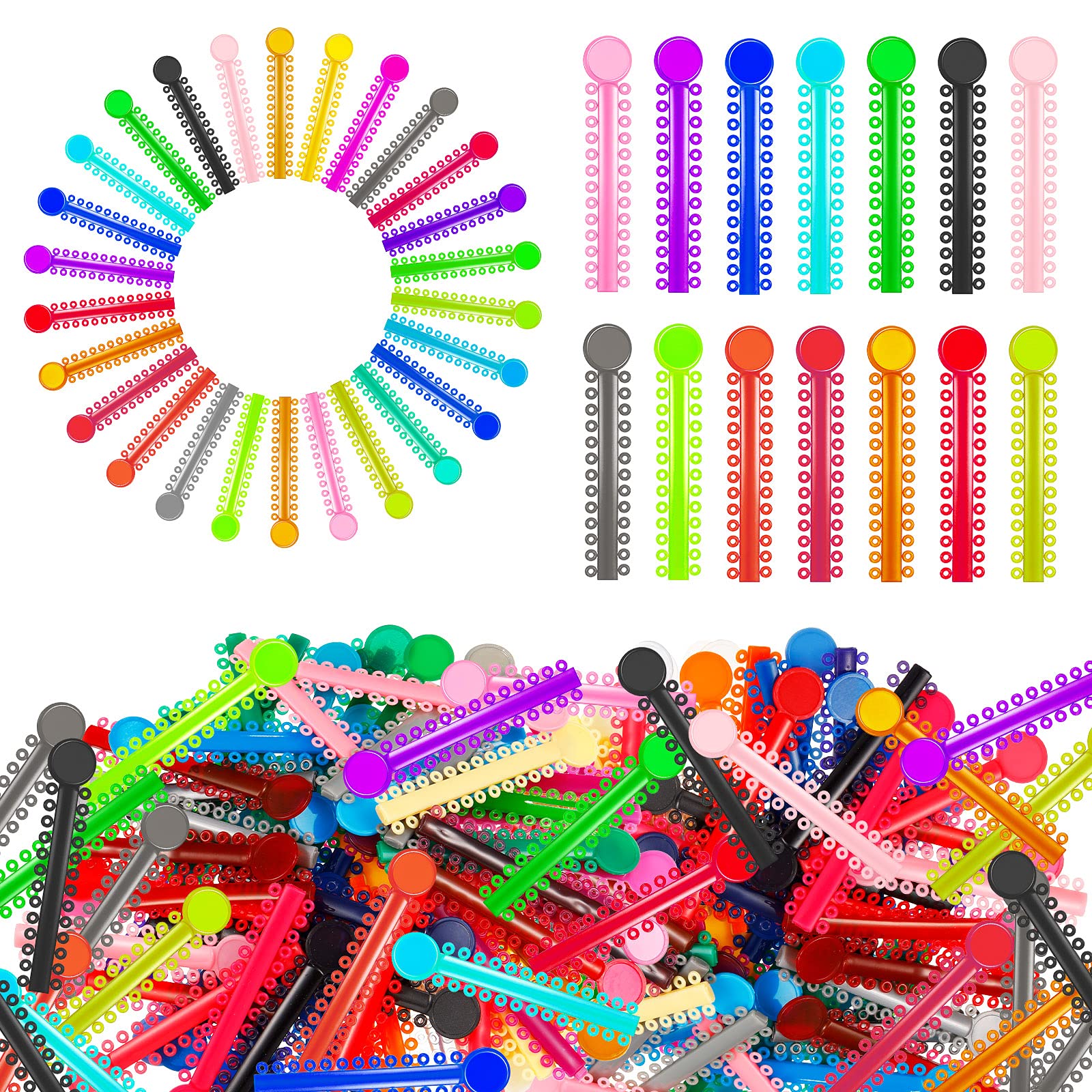 Colorful Nuanchu 2080 O-Rings Orthodontic Elastic Ligature Ties - Latex-Free Rubber Bands for Braces (Multicolor Pack) - Perfect for Orthodontic Treatment & Teeth Alignment