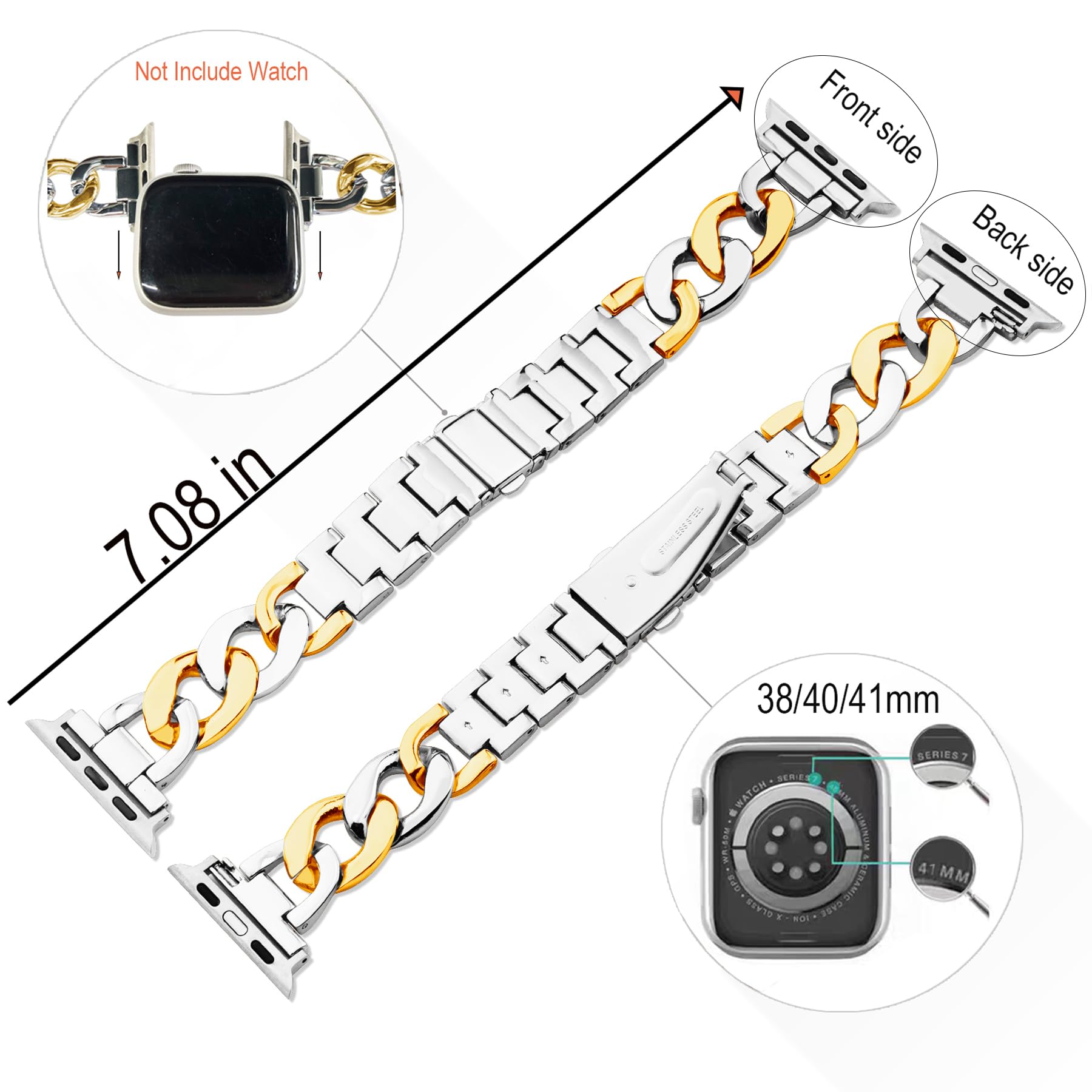 Kolgios 38mm 40mm 41mm 42mm 44mm 45mm 46mm Women's Fashion Smartwatch Band - Compatible with Apple Watch Series 10/9/8/7/6/SE/5/4, iWatch 10/9/8 - Stylish Replacement Bracelet Strap for Workout, Office & Daily Wear - Perfect Gift for Her