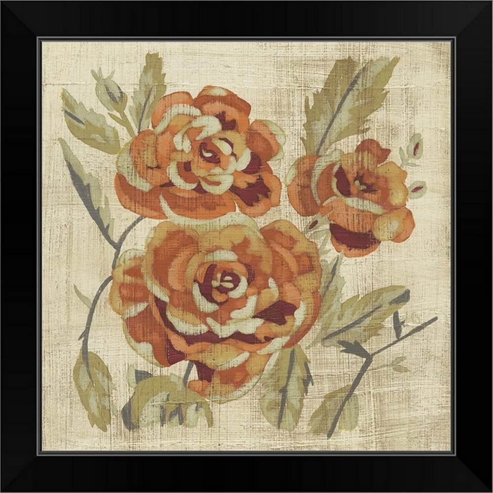 CANVAS ON DEMAND Autumn Rose II Black Framed Art Print - Floral Wall Decor for Living Room, Bedroom & Office - Premium Rose Artwork for Home & Office Decor