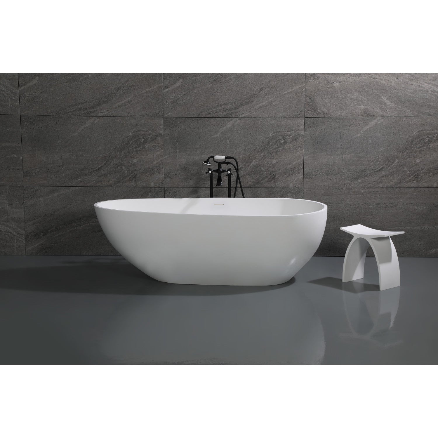 Arcticstone VRTOV713422 72-Inch Freestanding Acrylic Egg-Shaped Bathtub - Double Ended Soaking Tub with Drain - Glossy White & Matte White Finish - Perfect for Modern Bathrooms & Spa Retreats