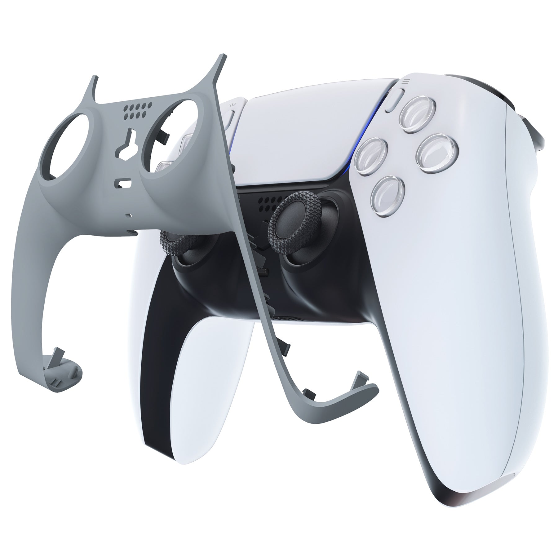 eXtremeRate New Hope Gray PS5 Controller Shell - DIY Replacement Cover with Decorative Trim & Accent Rings (Model GPFP3037) - Perfect for Gaming, Customization & Controller Protection
