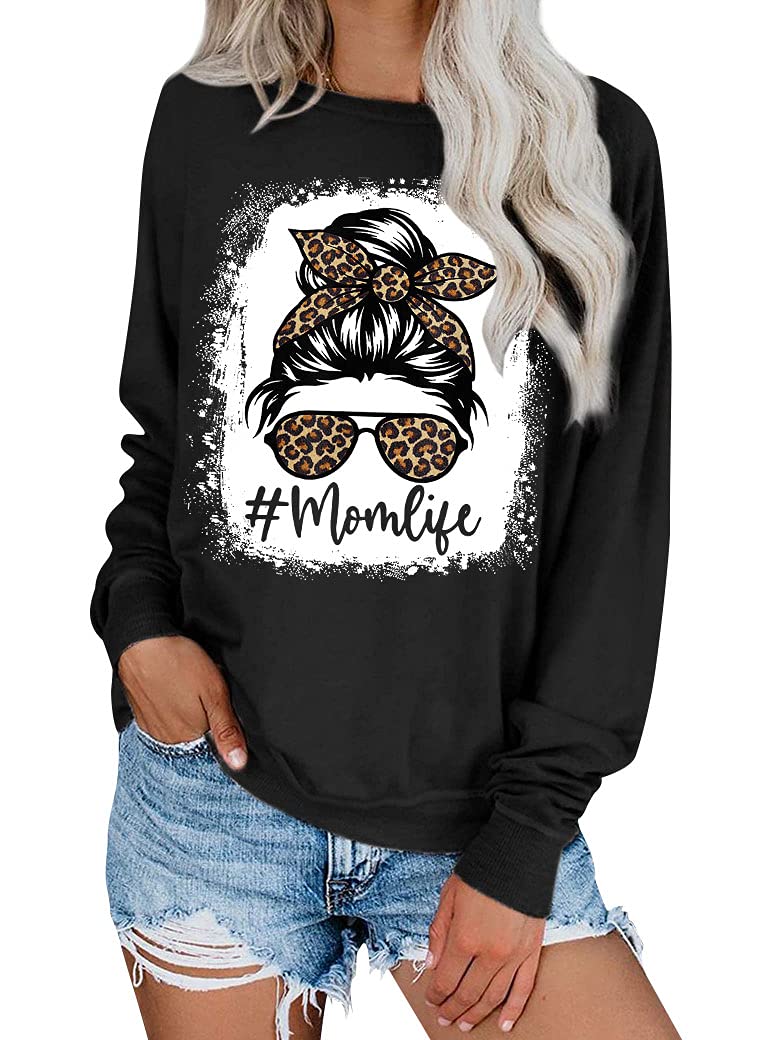 Vintage Bleached Skull Graphic T-Shirts for Women - Comfortable Cotton Mom Tees with Messy Bun Design - Perfect for Casual Wear, Street Style & Everyday Outfits