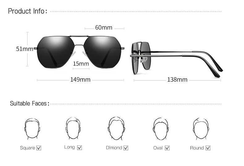 Aidien Men's Full Rim Hexagon Alloy Myopic Reading Glasses & Sunglasses (8692) - Stylish Eyewear for Reading, Driving, and Outdoor Activities
