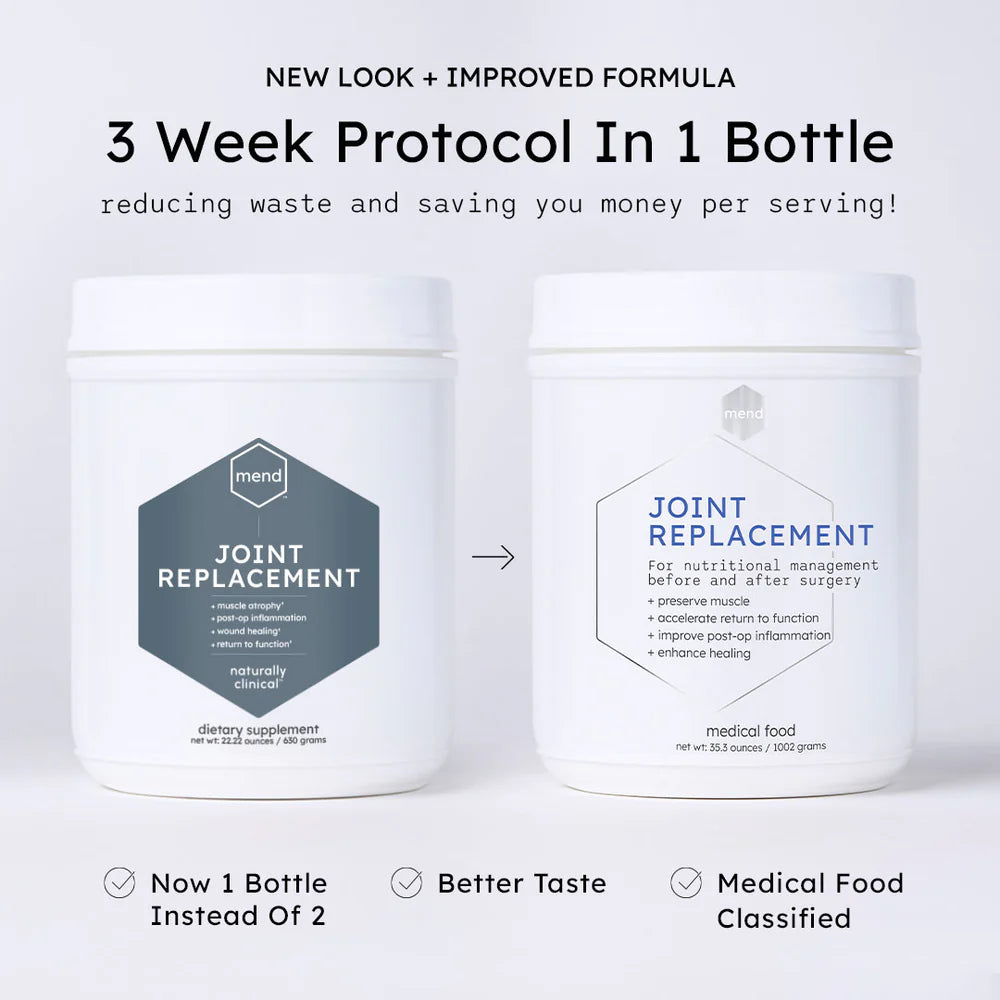 Mend Medical Food for Joint Replacement Support - Natural Joint Pain Relief & Recovery Supplement for Post-Surgery Healing - Ideal for Knee, Hip & Shoulder Replacement Patients