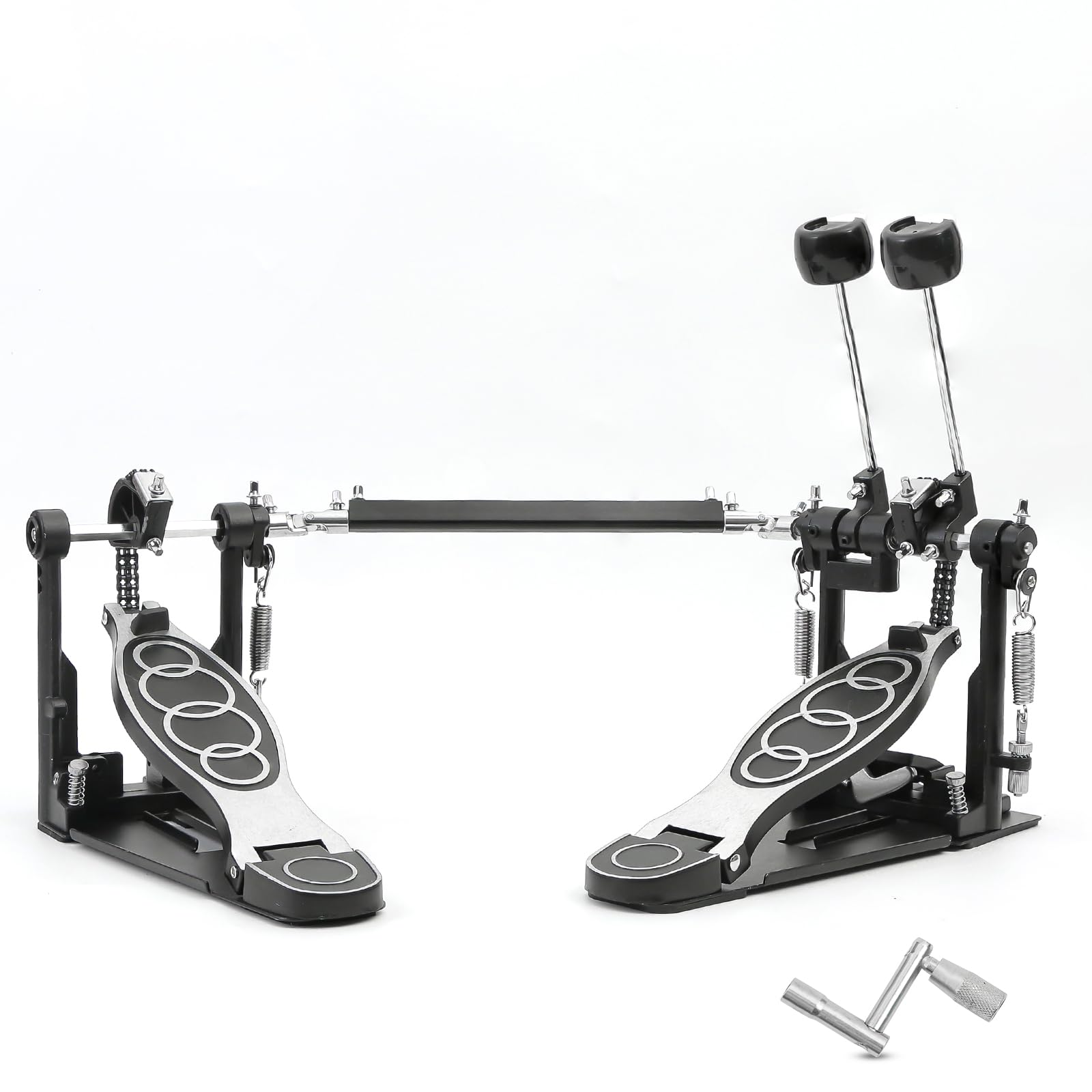 Double Bass Drum Pedal - Adjustable Beater Head & Chain Drive Kick Pedal with Drum Key | Perfect for Drum Sets & Electronic Drums | Stage Performances & Home Practice