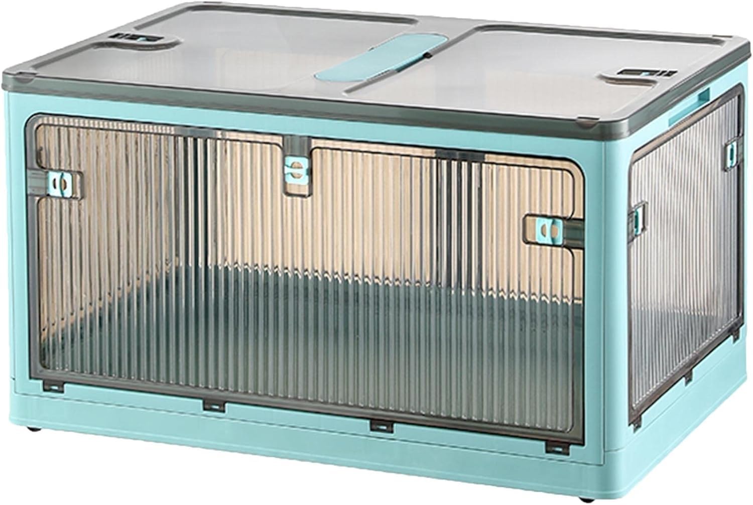 Foldable Plastic Storage Boxes with Lids - Large Clear Storage Bins with Handles & Wheels for Organizing Wardrobe, Grocery, Cupboard - Perfect for Home, Office, and Travel Storage Solutions