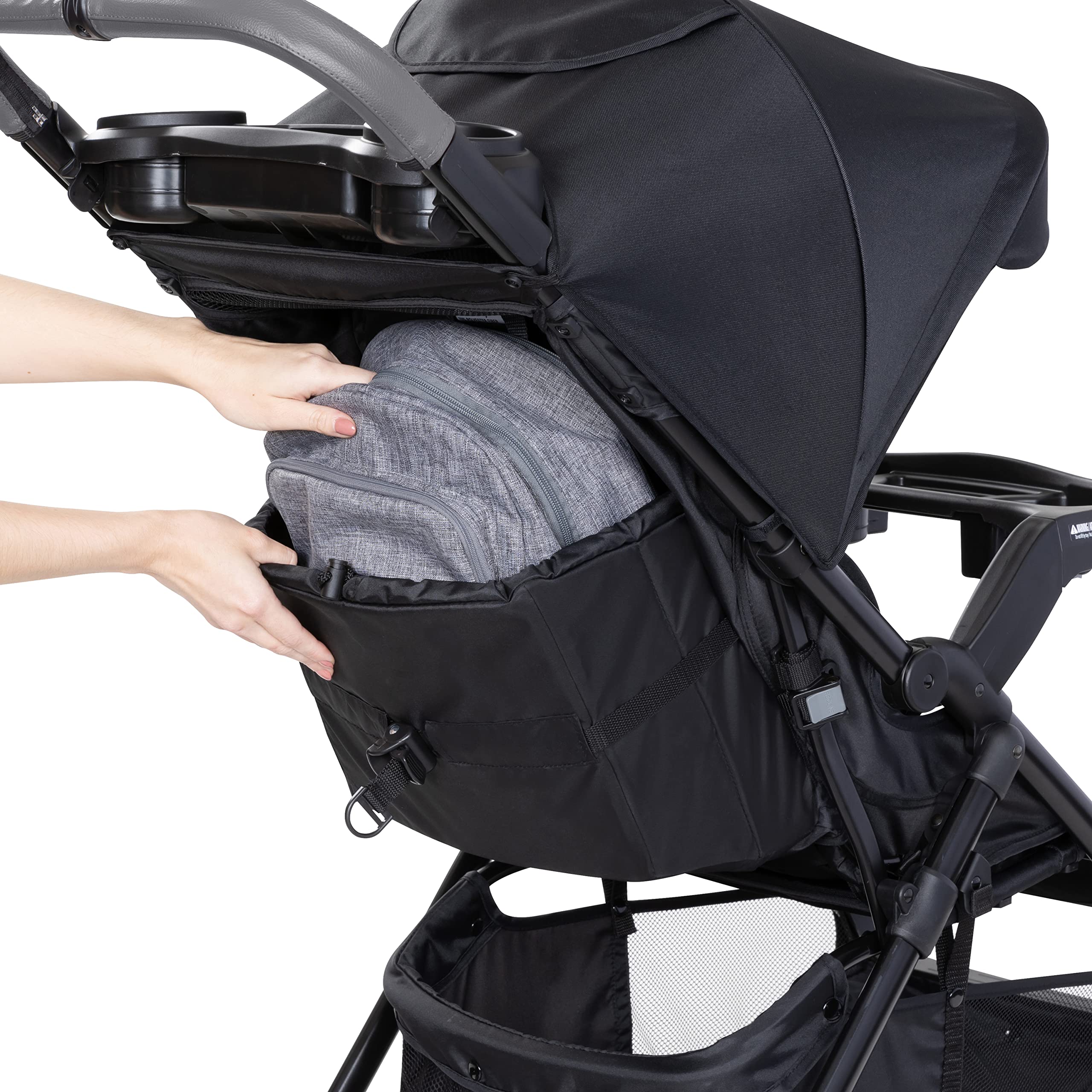 Baby Trend Passport® Cargo Stroller - Lightweight Travel Stroller with Large Storage Basket, Adjustable Canopy & One-Hand Fold, Fieldstone Grey - Perfect for Shopping, Travel & Everyday Use