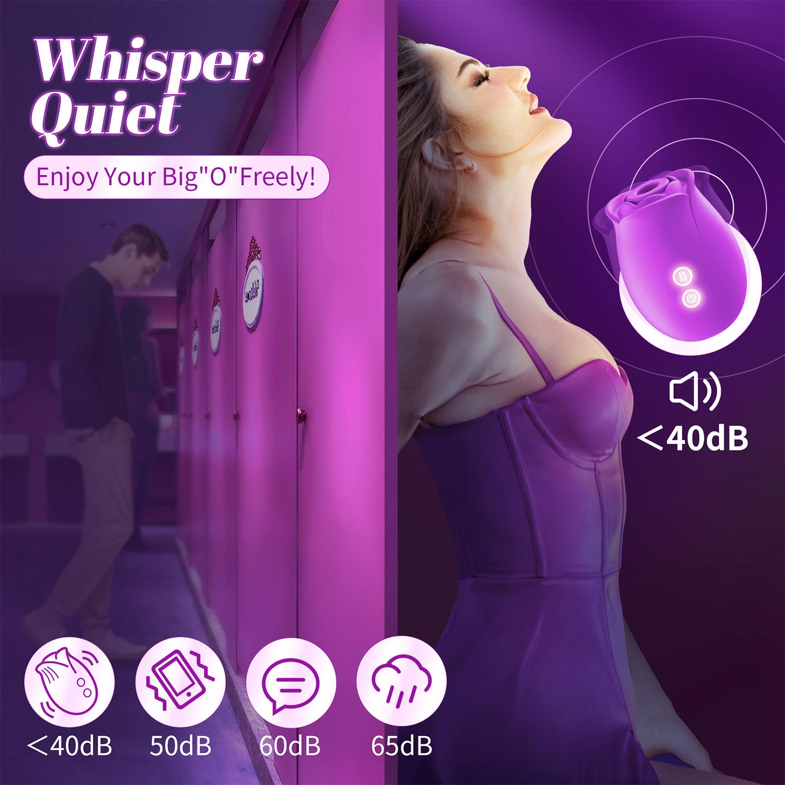 Premium Rose Dildo Vibrator - 18 Powerful Sucking & Vibration Modes for Women, Clitoral & Nipple Stimulation | G-Spot Vibrator for Couples Play | Waterproof Adult Toy for Solo & Partner Use in Bedroom, Travel & Romantic Nights