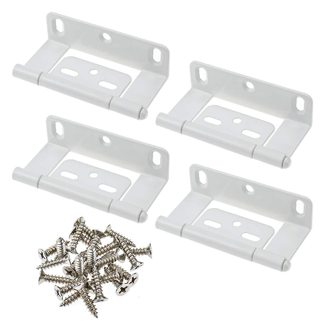 Vintage White Non-Mortise Cabinet Door Hinges - LC LICTOP Full Inset Partial Wrap Furniture Hinges (4 Pack) - Perfect for Kitchen Cabinets, Bathroom Vanities & Vintage Style Furniture