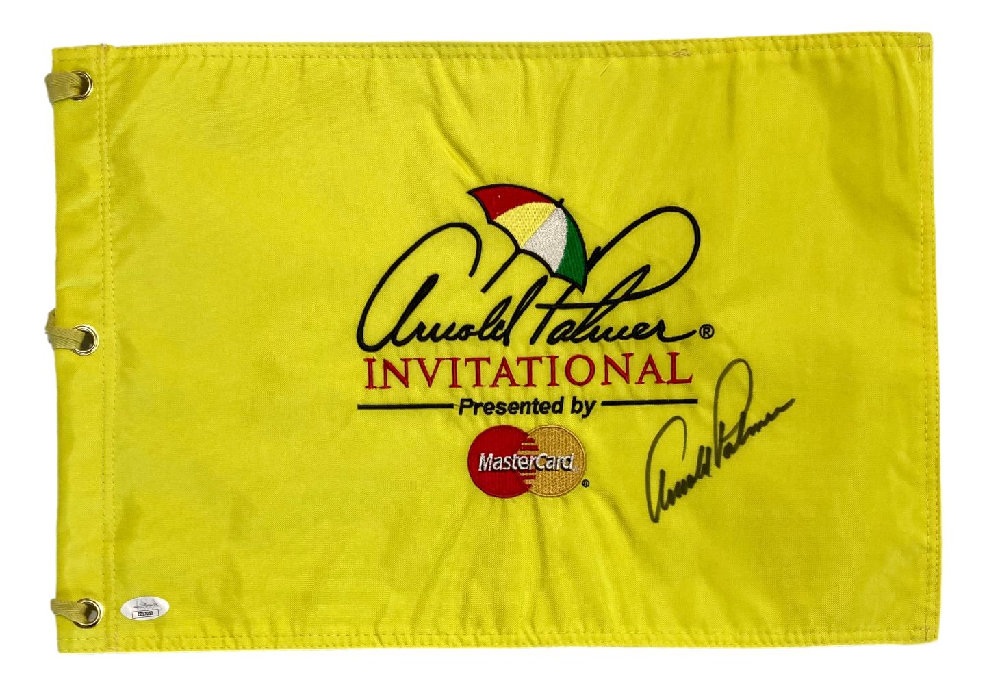 Arnold Palmer Autographed Golf Flag - Official Arnold Palmer Invitational Yellow Flag with JSA Certificate of Authenticity - Perfect for Golf Memorabilia Collectors and Sports Fans Display