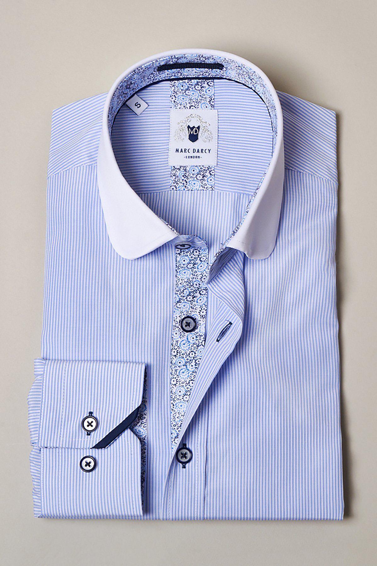 Shelby Sky Blue Stripe Penny Collar Shirt for Men - Classic Preppy Style Button Down Oxford Shirt - Perfect for Business Casual, Office Wear & Summer Outfits