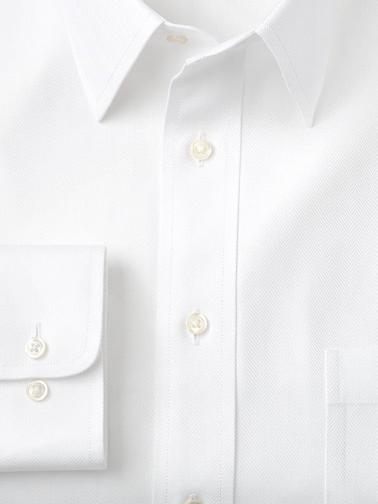 Paul Fredrick Men's Non-Iron Herringbone Dress Shirt - Tailored Fit Solid Color Formal Shirt for Business, Office & Wedding Occasions