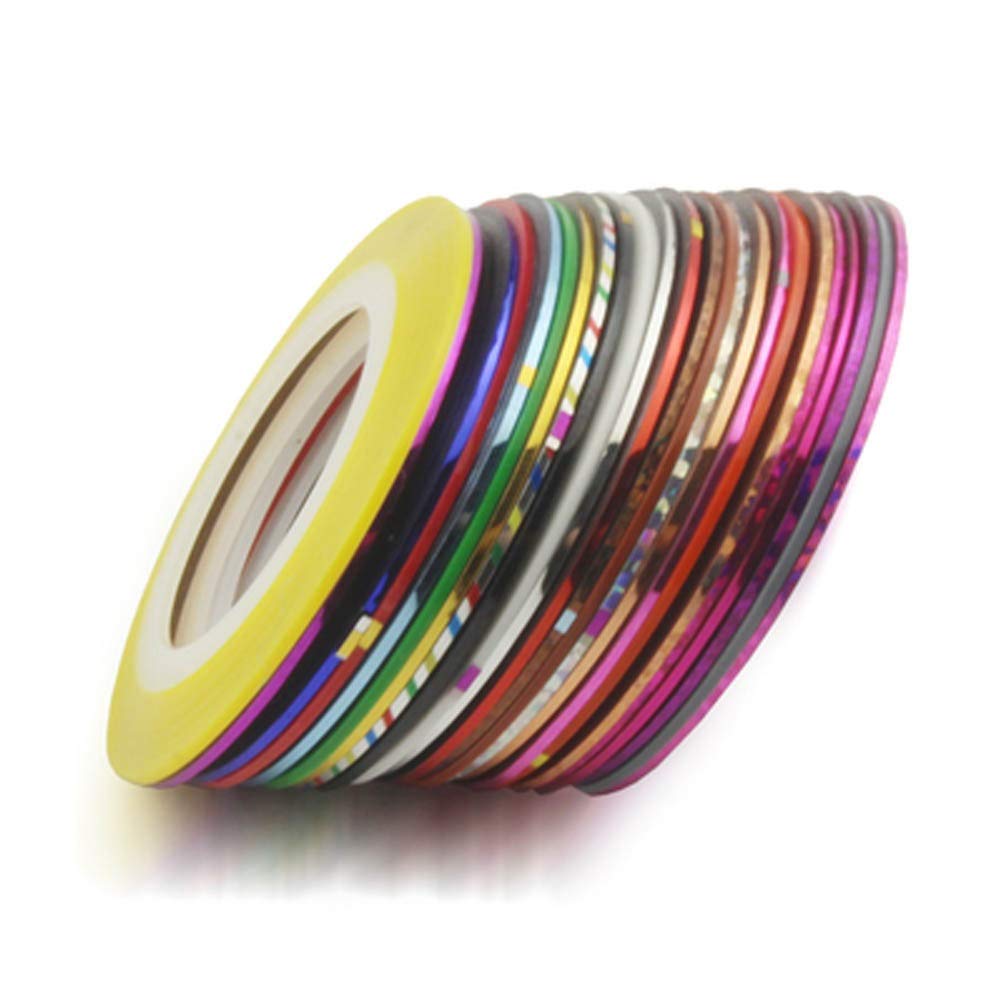 20 Rolls Colorful 1mm Nail Art Striping Tapes - DIY Manicure Stickers for Nail Decoration | Perfect for Salon, Home Use & Party Nail Art Designs