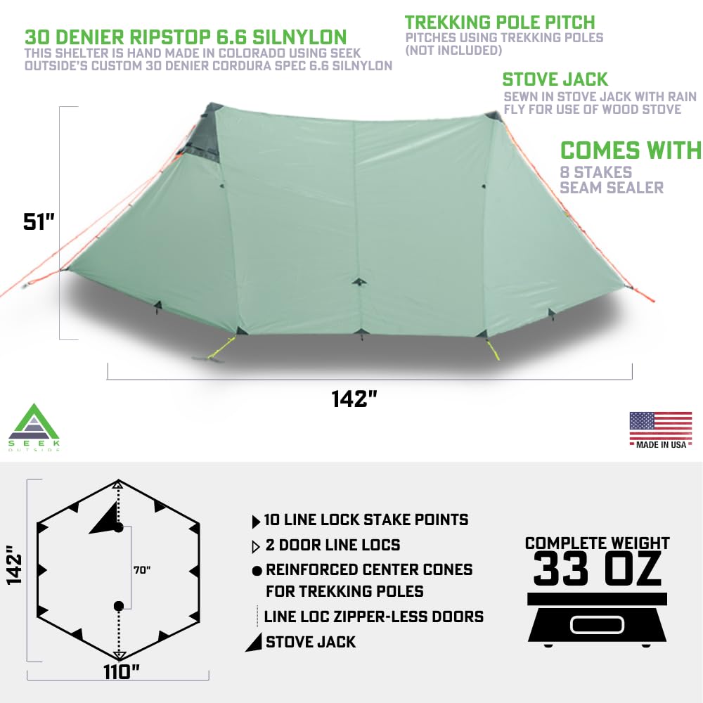Seek Outside Lightweight Hot Tents & Tipis for Backpacking, Hunting, Fishing - Perfect for Winter Camping, Outdoor Adventures & Survival Gear