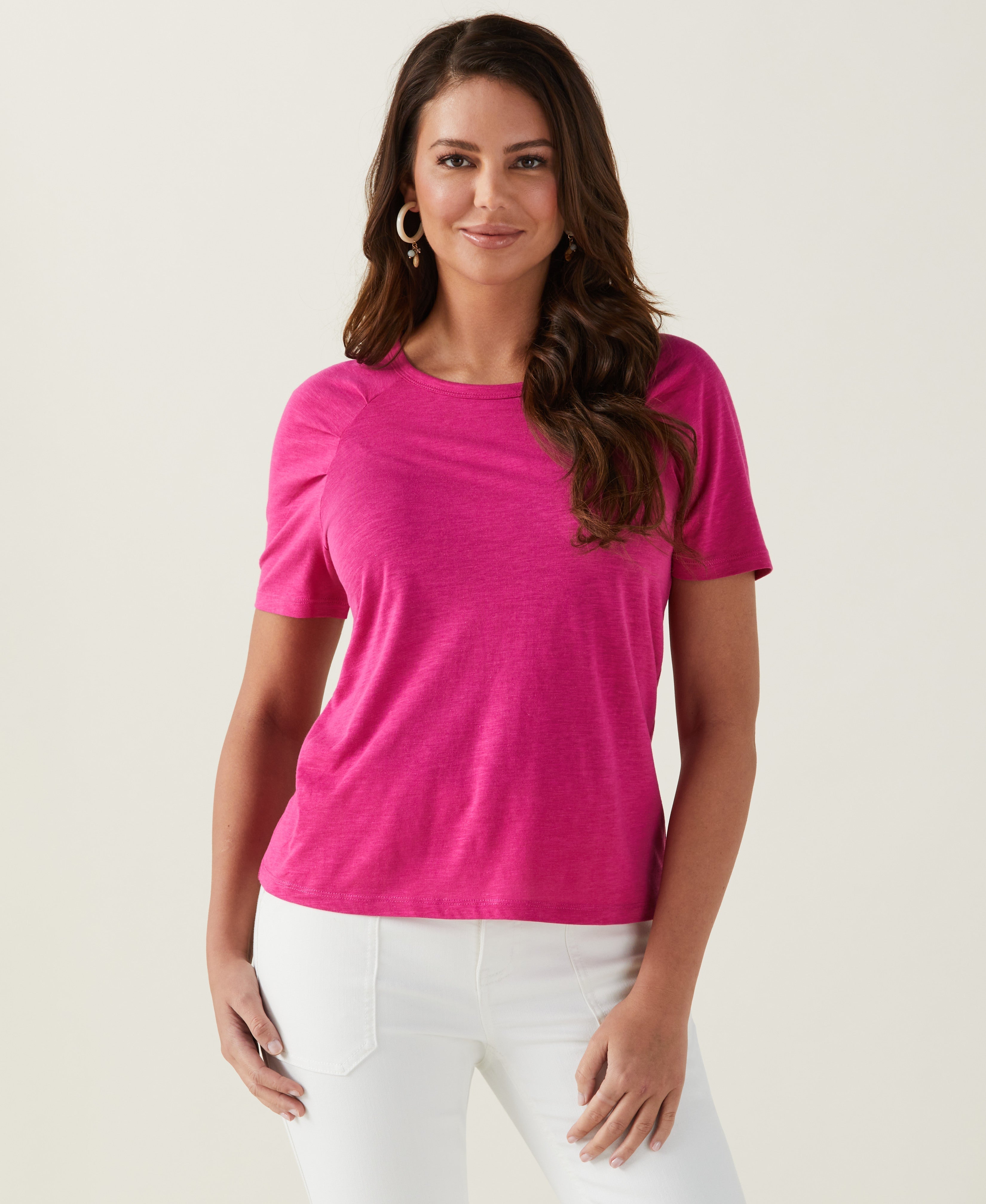 Stylish Pleated Raglan Sleeve T-Shirt for Women - Trendy Casual Top for Everyday Wear, Work & Weekend Outings