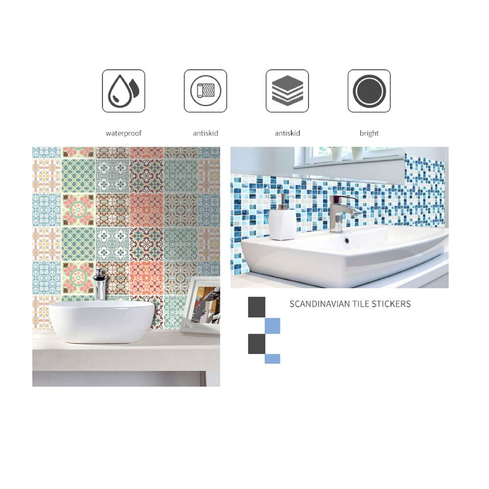 10-Piece Nordic Hexagon Tile Stickers - Non-Slip Floor Decals for Bathroom, Kitchen & Home - Mosaic Wall Stickers for DIY Home Decor & Rental Apartment Upgrades