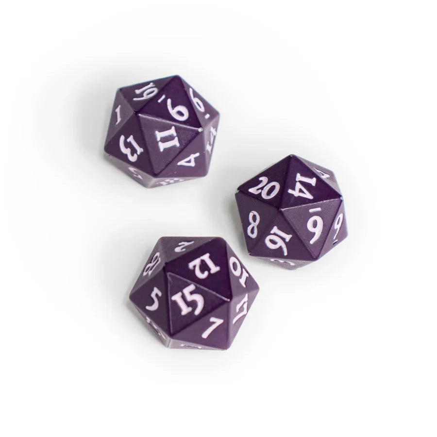 2d20 Vivid Midnight Plum Heavy Metal Dice Set - Perfect for D&D, RPG, and Tabletop Gaming Adventures