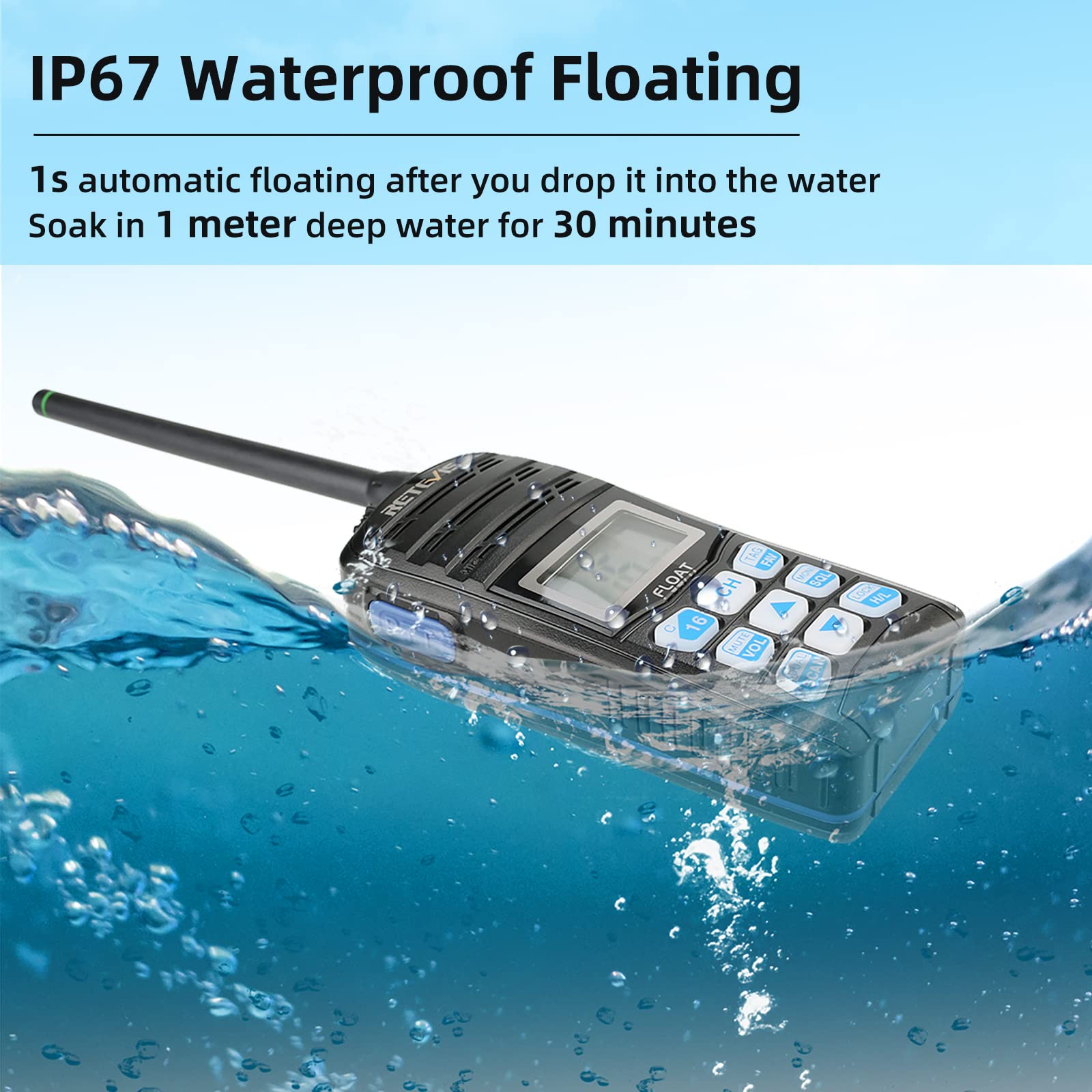 Retevis RT55 IP67 Waterproof Floating Handheld Marine Two-Way Radio with NOAA Weather Alert, LCD Screen & Emergency Features - Perfect for Boating, Kayaking, and Ship-to-Shore Communication