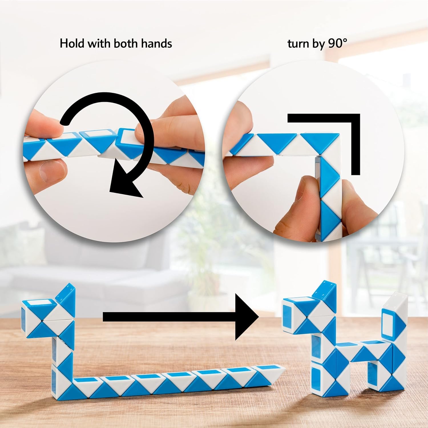 CUBIDI® Magic Snake Cube Puzzle - 6 Pack Fidget Toys for Kids & Adults - Stress Relief Sensory Toys for ADHD, Autism - Travel Games for Ages 4-8 - Perfect Birthday Gift & Easter Basket Stuffers (0.35