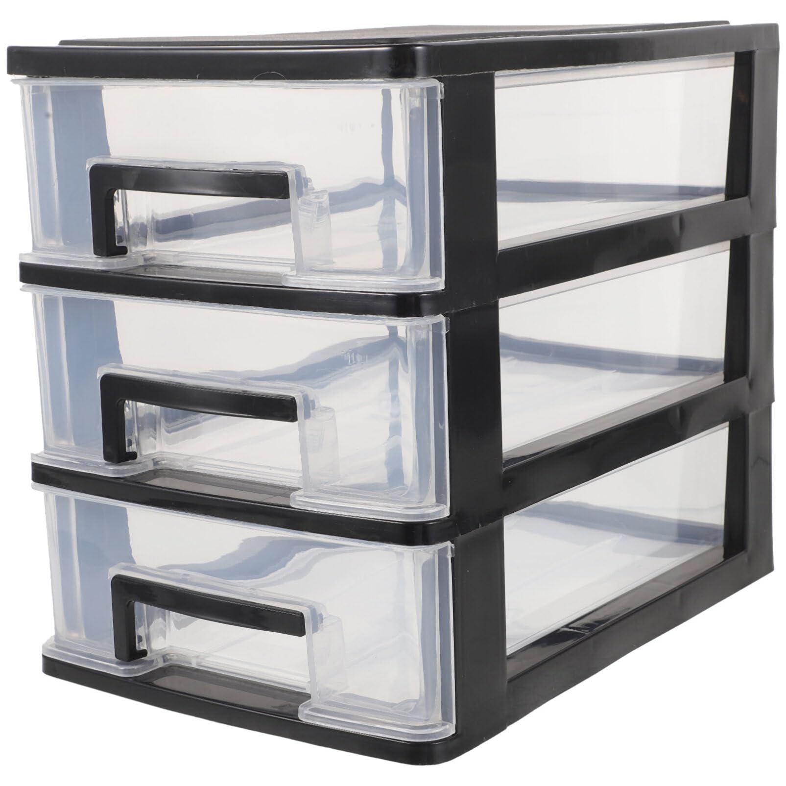 3-Tier Clear Plastic Storage Drawer Organizer - Black Multi-Drawer Cabinet for Craft Supplies, Stationery & Office Organization | Perfect for Craft Rooms, Home Offices & Closet Storage